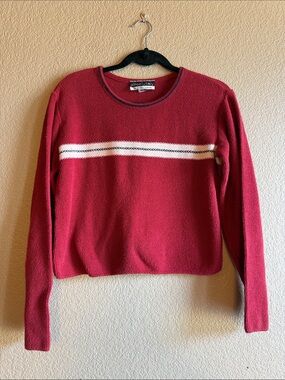 Absolutely Crewneck Sweater in Red with White Stripe
